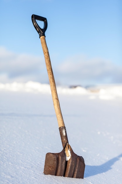 High angle view of equipment on snow