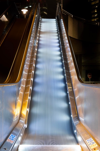 High angle view of escalator