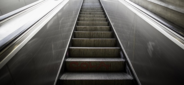 High angle view of escalator