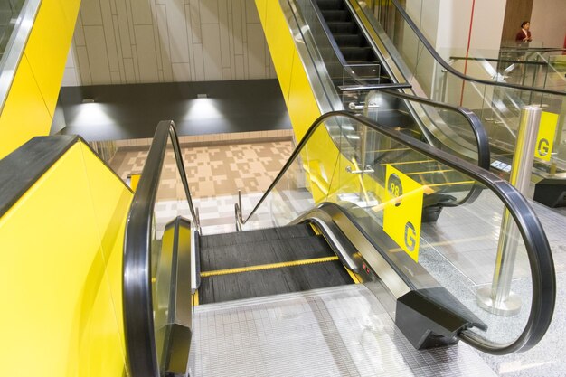 High angle view of escalator