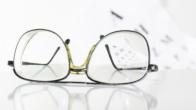 High angle view of eyeglasses on table