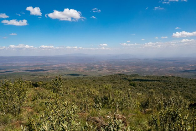 High angle view of field against sky in kajiado county seen from mount suswa rift valley kenya