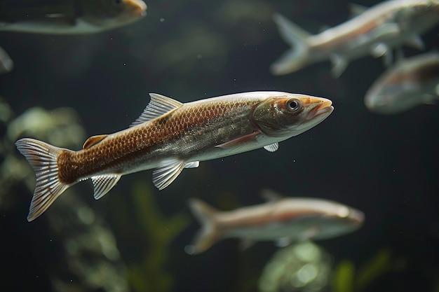 海で泳いでいる魚の高角度の景色