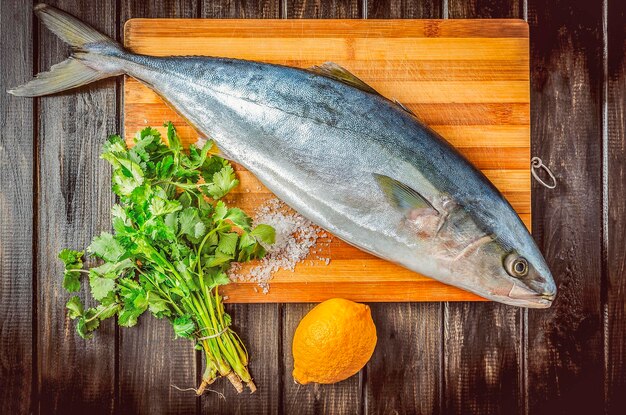 High angle view of fish on table