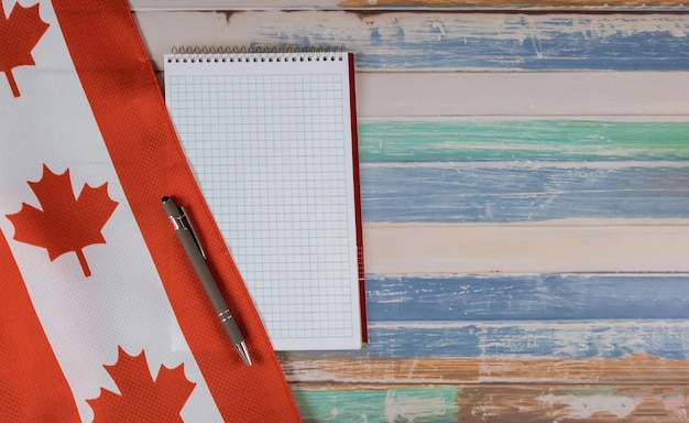 High angle view of flag on table