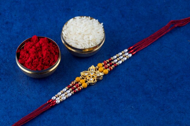 High angle view of food against blue background