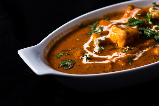 high angle view of food in bowl against black background