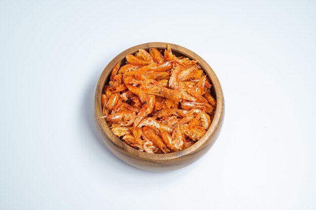 High angle view of food in bowl against white background