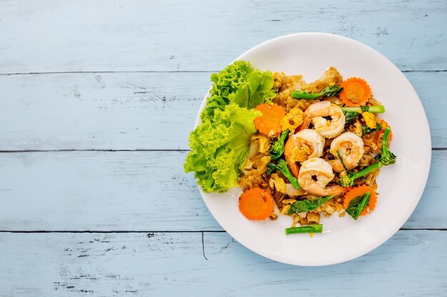 High angle view of food in bowl on table