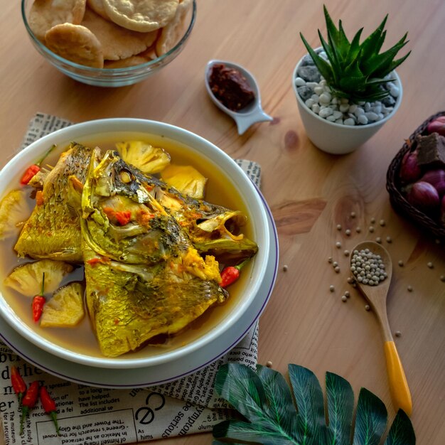 High angle view of food in bowl on table