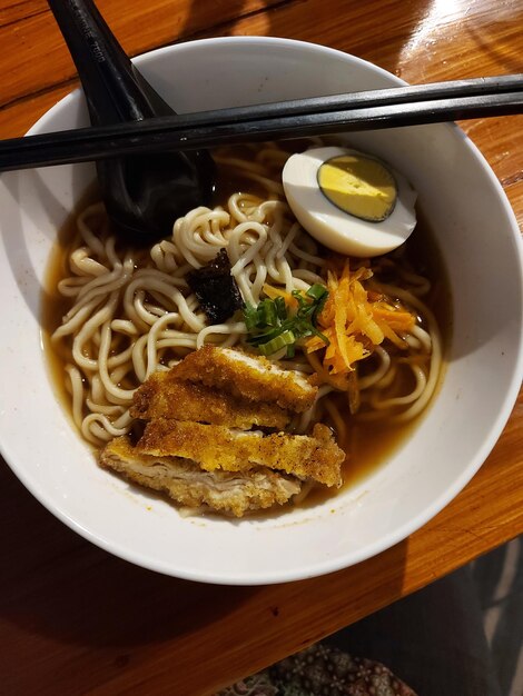 High angle view of food in bowl on table