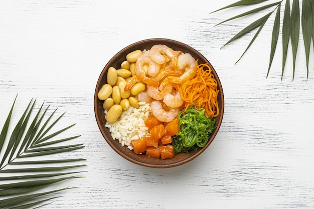 Photo high angle view of food in bowl on table