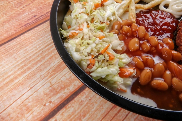 Photo high angle view of food in bowl