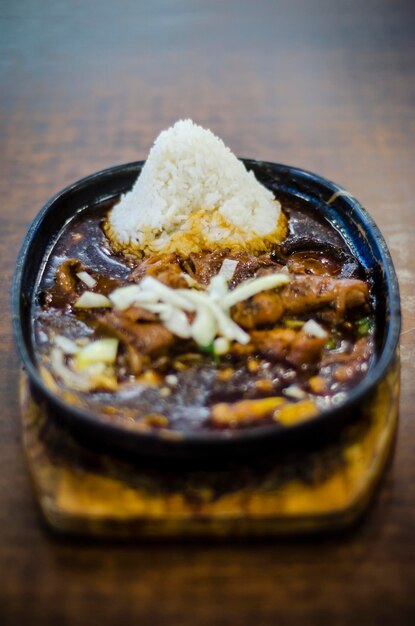 High angle view of food in container on table