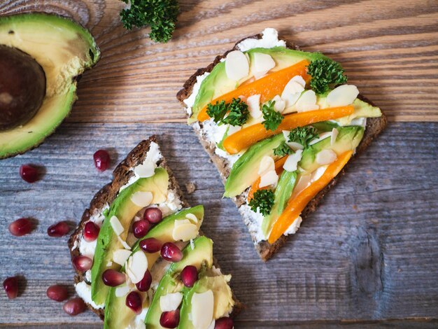 High angle view of food on cutting board