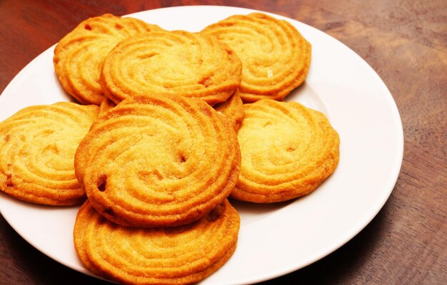 High angle view of food in plate on table