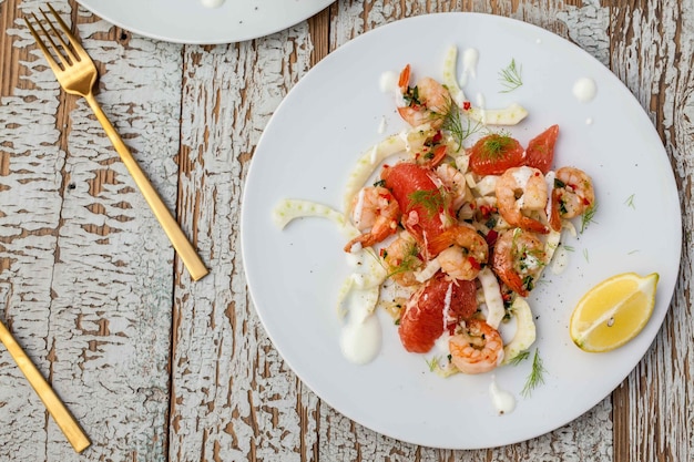 high angle view of food in plate on table