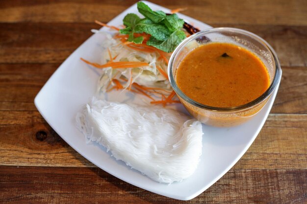 High angle view of food in plate on table