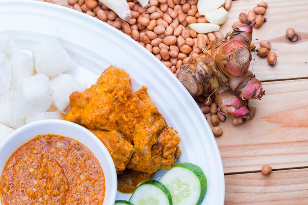 High angle view of food in plate on table