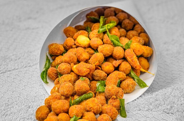 High angle view of food in plate on table