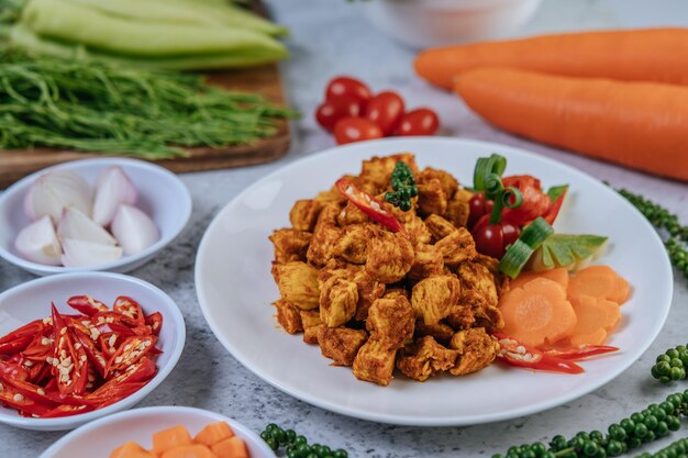 High angle view of food in plate on table