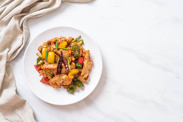 High angle view of food in plate on table