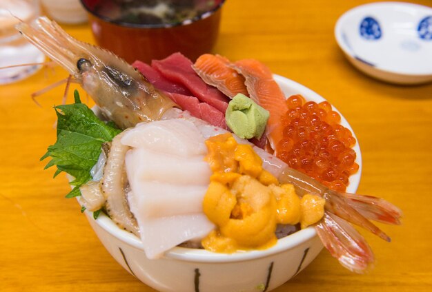 High angle view of food in plate on table