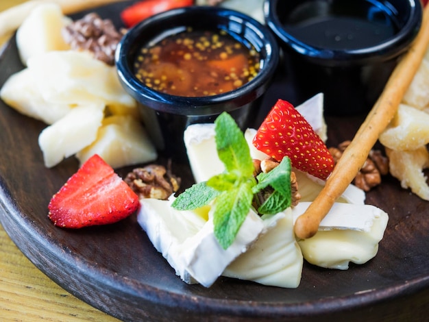 High angle view of food in plate