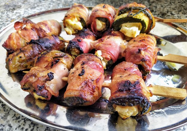 High angle view of food in plate