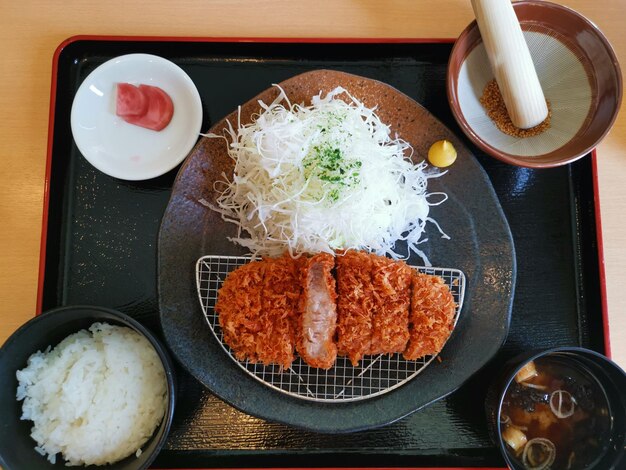 Photo high angle view of food in plate