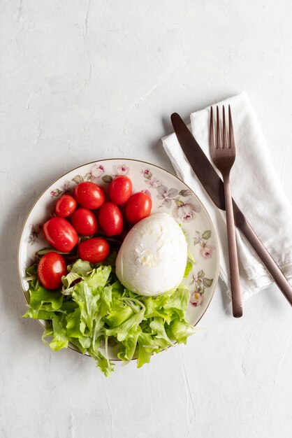 High angle view of food in plate