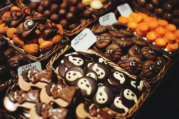 High angle view of food for sale