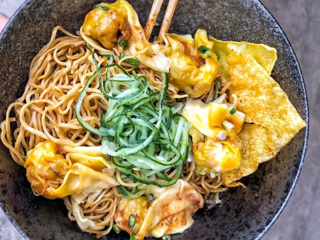 Photo high angle view of food served in bowl