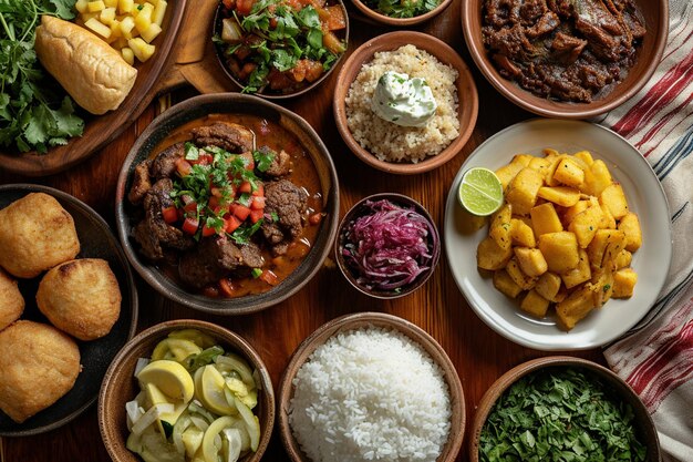 High angle view of food served in plate on table