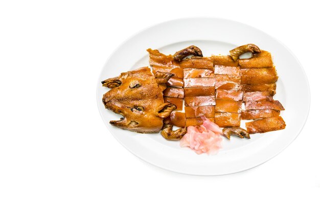 High angle view of food served in plate