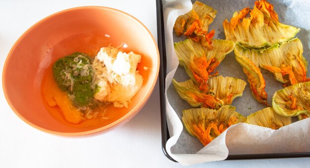 High angle view of food served on table