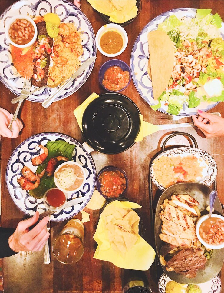 Photo 식탁 에 제공 되는 음식 의 높은 각도 의 시각