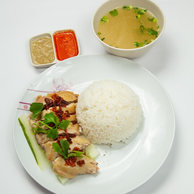 High angle view of food served on table