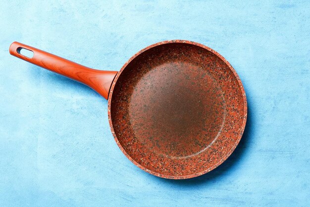 High angle view of food on table against blue background