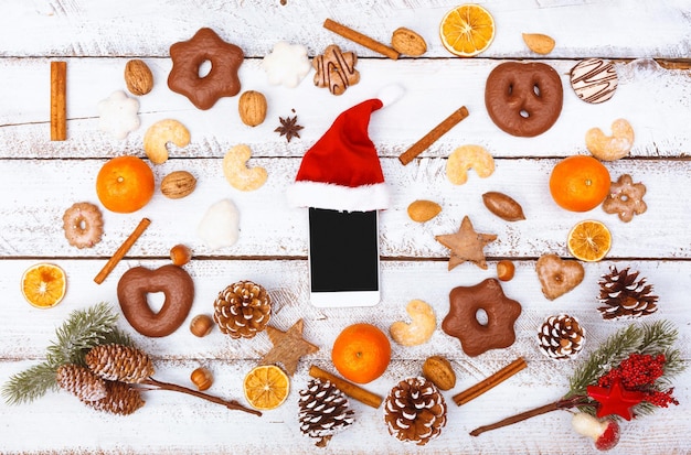 high angle view of food on table during christmas