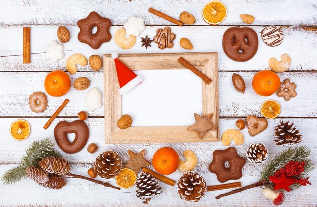 Photo high angle view of food on table during christmas