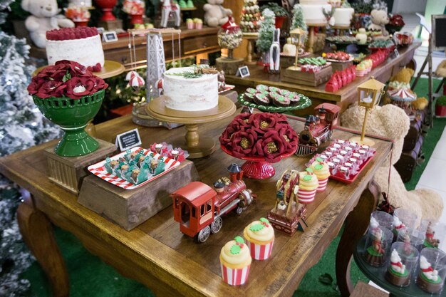 High angle view of food on table at store