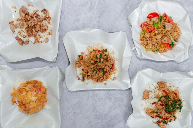 High angle view of food on table