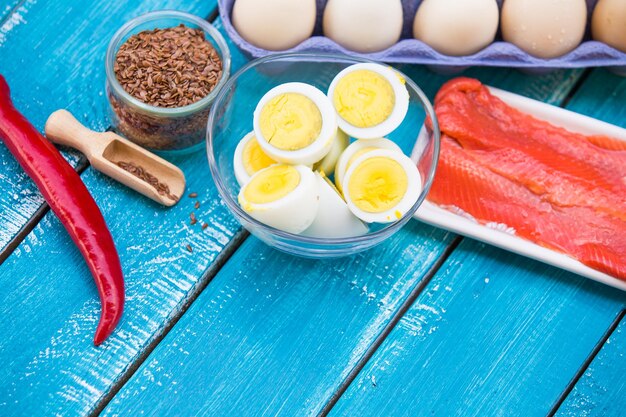 High angle view of food on table