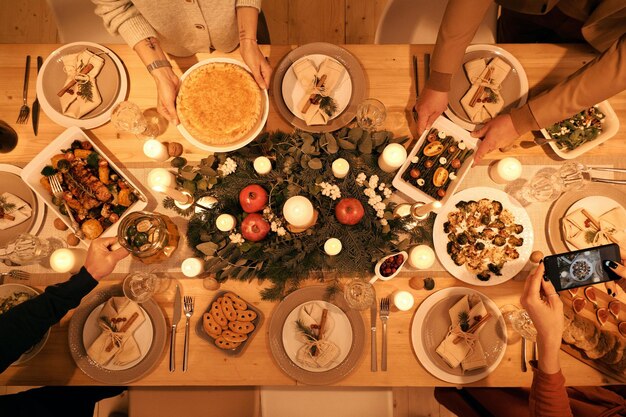 High angle view of food on table