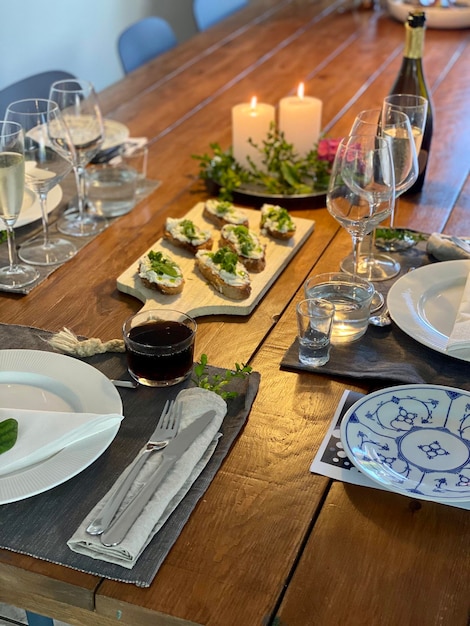 High angle view of food on table