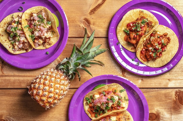 High angle view of food on table