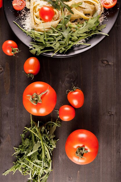 Foto vista ad alto angolo del cibo sulla tavola