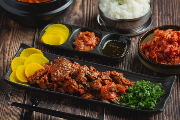 High angle view of food on table