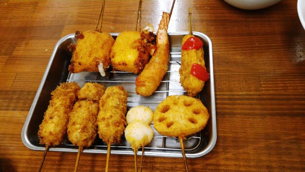 High angle view of food on table